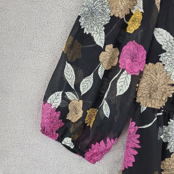 NWT Lane Bryant Womens Floral Maxi Dress Size 16 Black  Chiffon button up  JCT - Picture 8 of 10